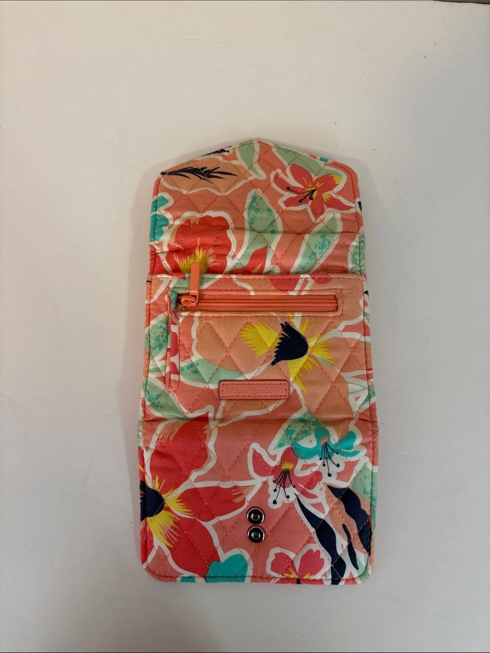 Vera Bradley Mini Quilted Trifold Wallet in Rainforest Lily Coral